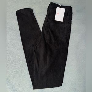 NWT GOOD AMERICAN Good Legs Faux Suede Pants BLACK SZ 0/25